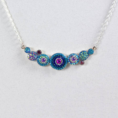 Crystal and Silver Geometric Round Necklace