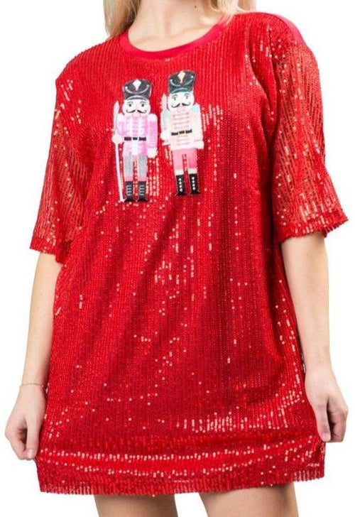 Sequins Red Nutcracker T-Shirt Dress