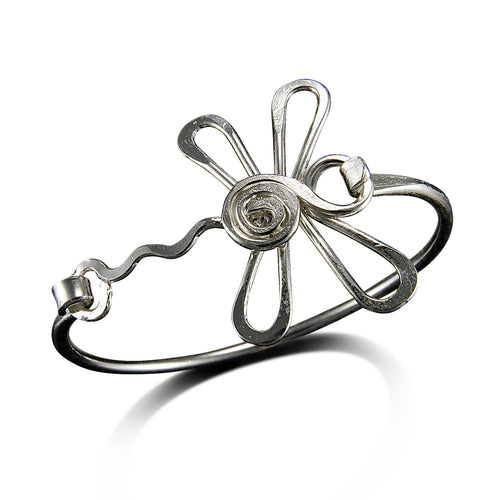 BW386 Anju Artisan Silver Plated Cuff Bracelet Floral Motif