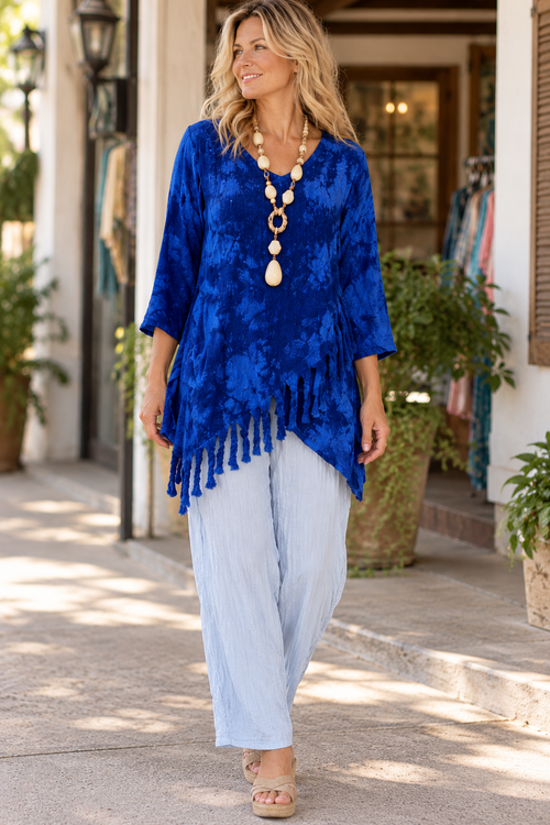 New Cotton Gauze Fringe Top
