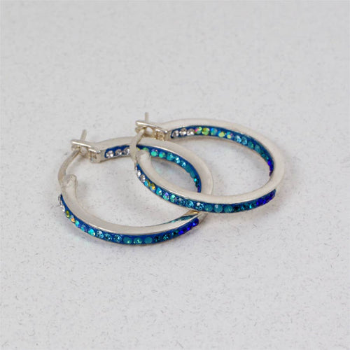 Crystal and Silver XL Hoop Earrings 8379