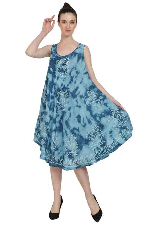 2302 Tie Dye Dress with Palm Trees