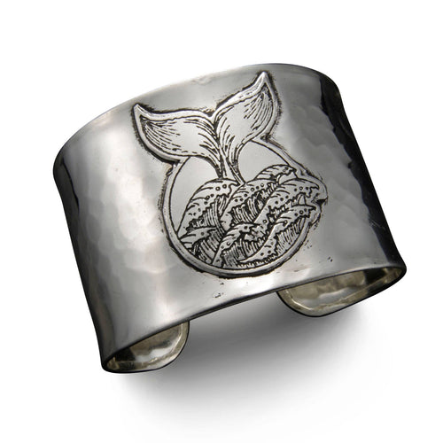 Silver Plated Adjustable Cuff Bracelet - Whale