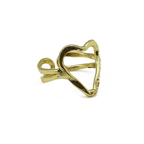 Gold Plated Adjustable Ring - Open Heart 332G