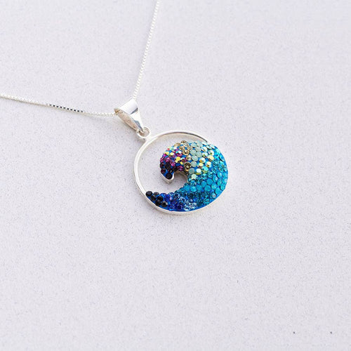 Crystal and Silver Small Free Wave Pendant 8671