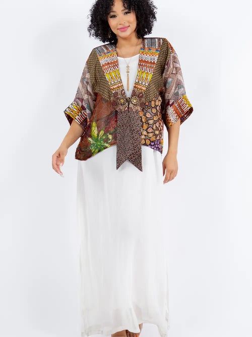5796 Brown Frog Closure Jacket
