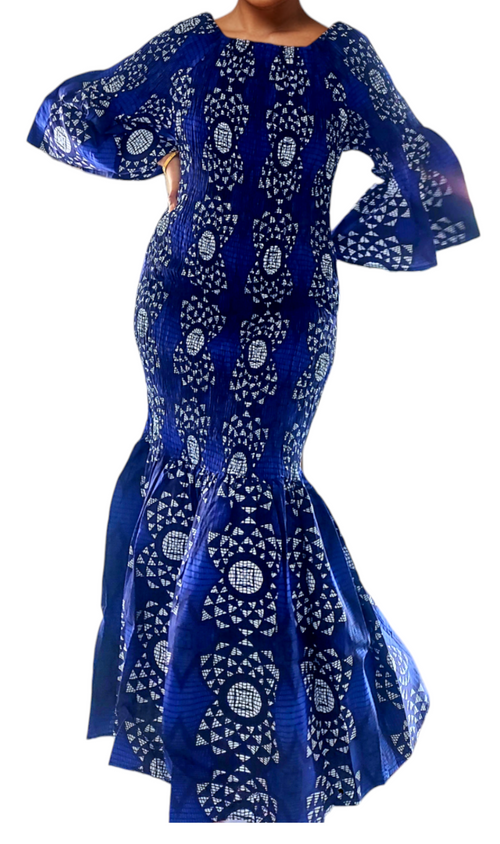 9008 Wax Dye Smocked Mermaid Dress