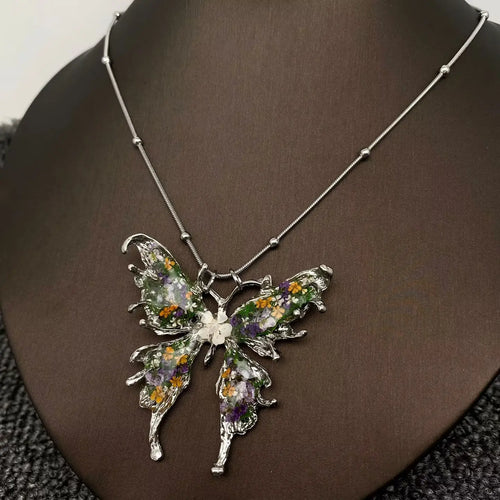 Floral Butterfly Charm Necklace 65852