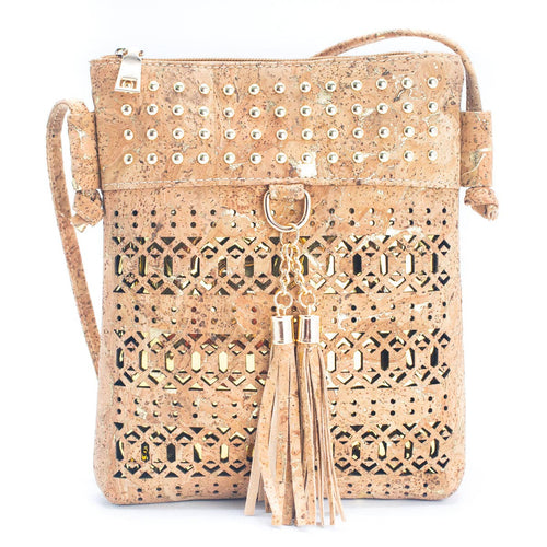 Gold and Silver Accented Cork Crossbody Bag