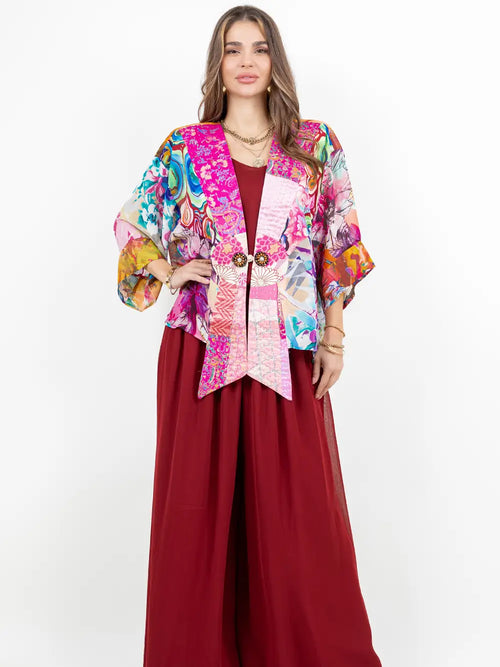 6077 Pink Frog Closure Jacket