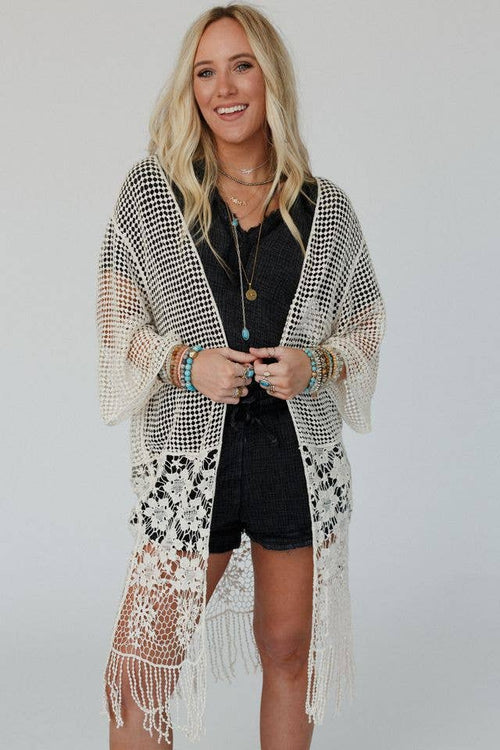 Mix It Up Crochet Kimono 4112 - Natural Three Bird Nest