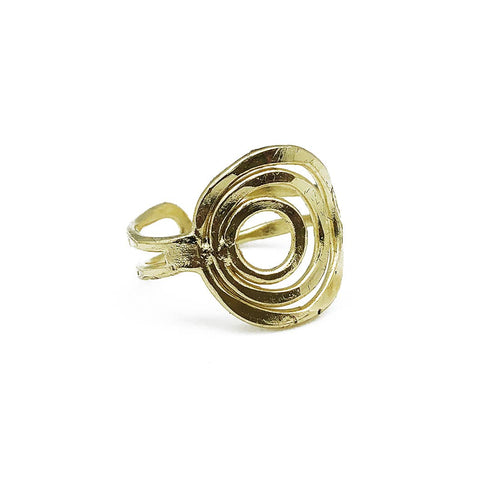 Gold Plated Adjustable Ring - Three Layered Circles