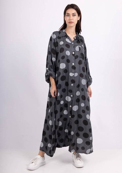 71574 Dots Button Up Dress