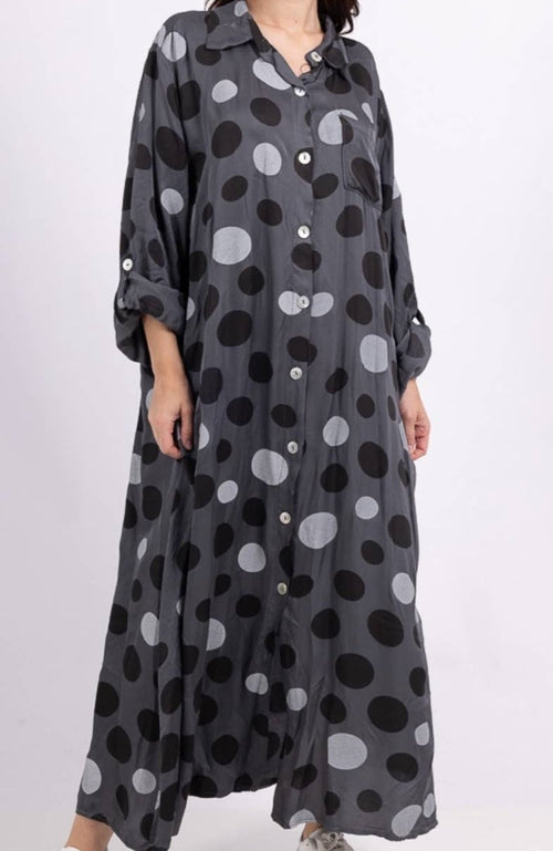 71574 Dots Button Up Dress