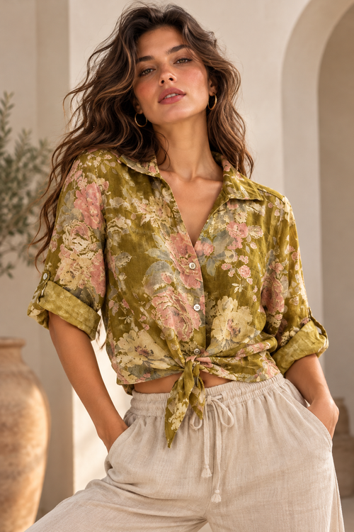 2202/1 Linen Floral Top
