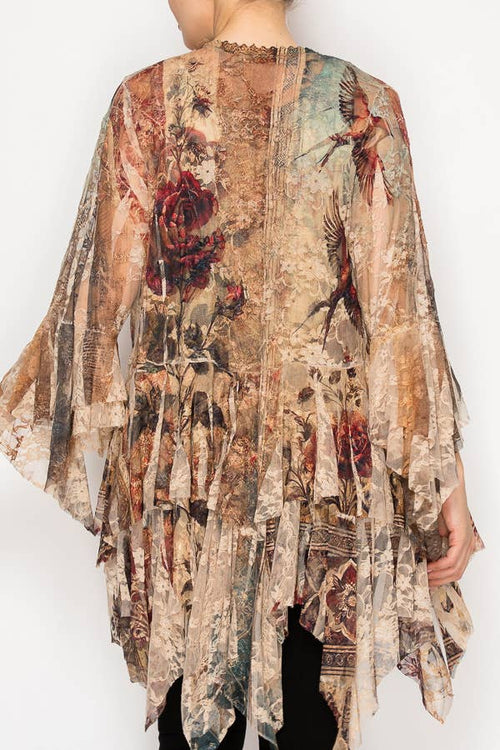 Classic All Lace Cardigan with Tiered Layers - 4618 TP Vintage Bird