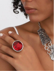 R Red Silver Plated Ring 2010