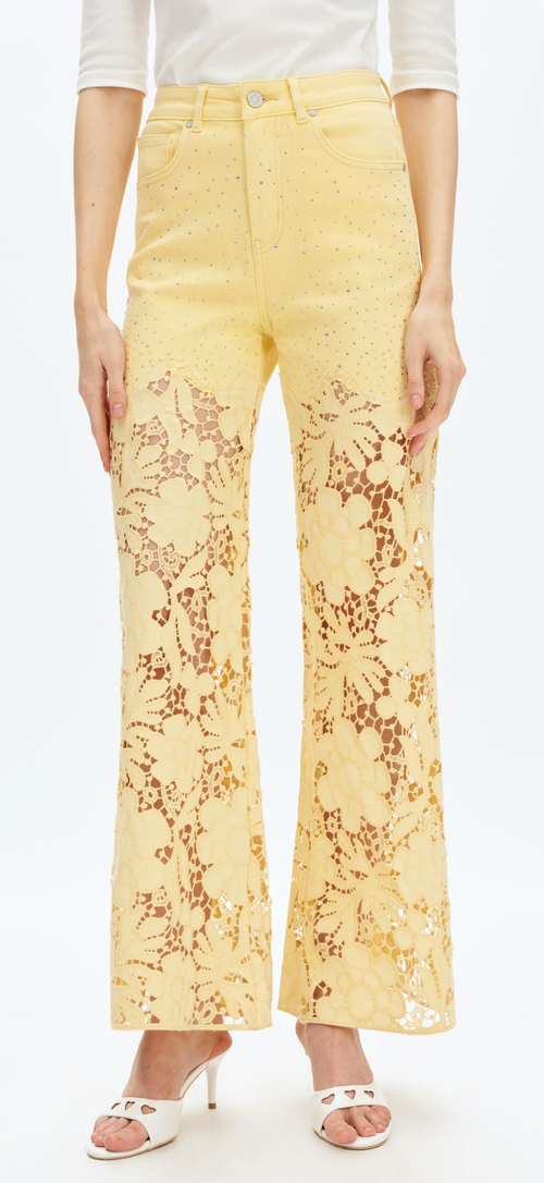 Bayeas High Rise Lace Wide Leg Jeans
