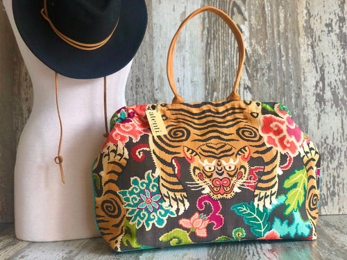 Le Tigre Pioneer Modern Tapestry Doctor Bag w/ Metal Frame