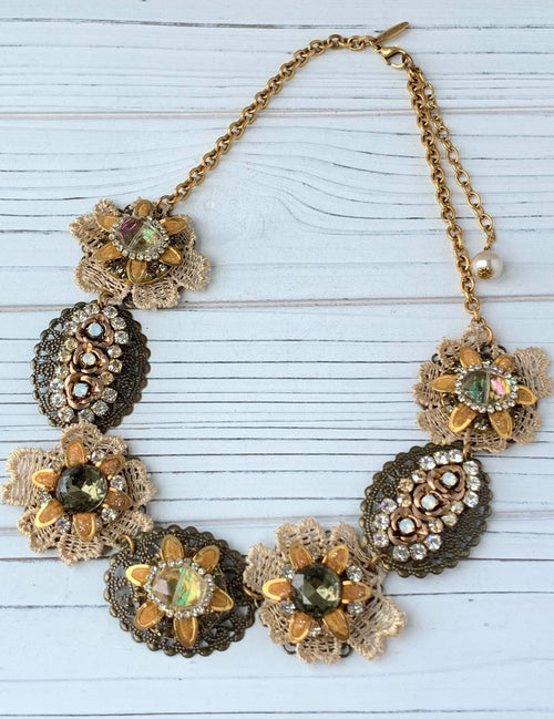 Bejeweled Detailed Vintage Inspired Bib Necklace