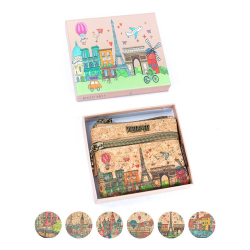 City Print Cork Coin Purse Gift Set  BAGF-096