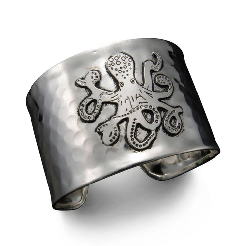 Silver Plated Adjustable Cuff Bracelet - Octopus