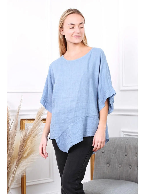 100% Linen Asymmetrical Top - 9655