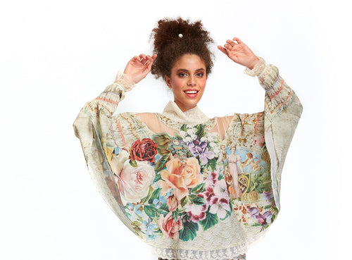 Shawl Blouse - Fortune In Flowerland