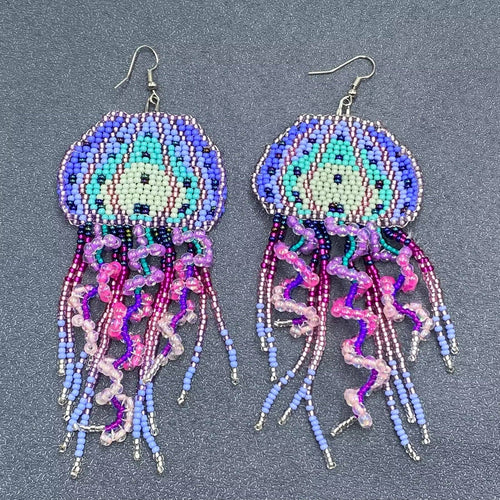 Supersize Jellyfish Seed Bead Earrings 64983