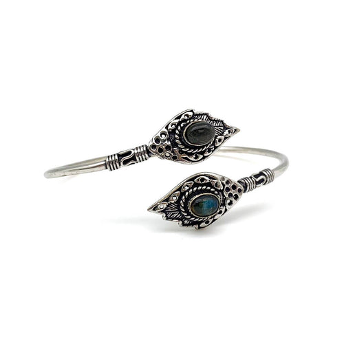 Tanvi Collection Bangle Bracelet - Silver with Labradorite