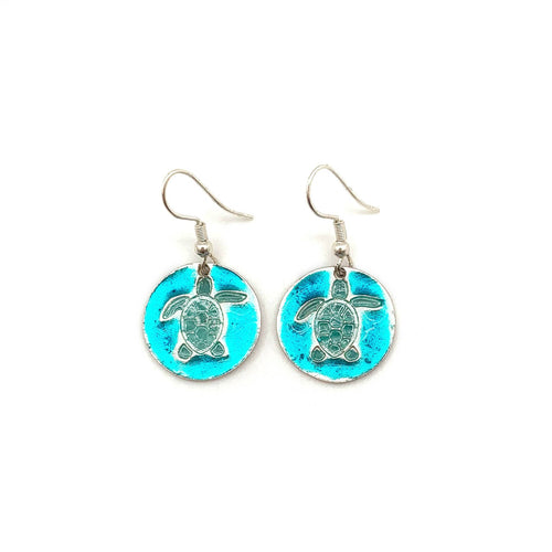 Pewter Turtle Earrings with Color Enamel 1302