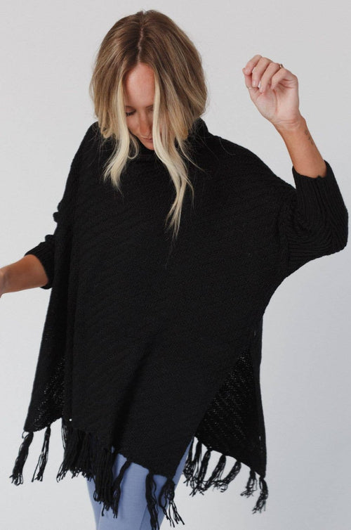 Paloma Poncho Sweater 4068 - Black Three Bird Nest