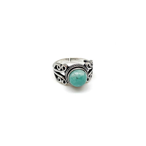 Tanvi Ring - Silver Circle with Amazonite R1519S