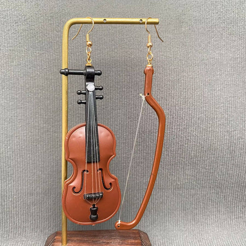 Resin Violin Dangle Earrings - 68560