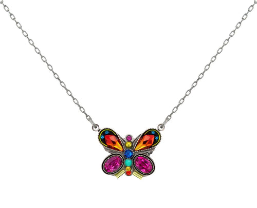8838-MC Butterfly Fancy Necklace-Multi-Color