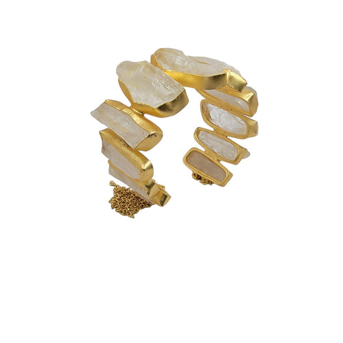 Rough Crystal Quartz Statement Cuff Bracelet