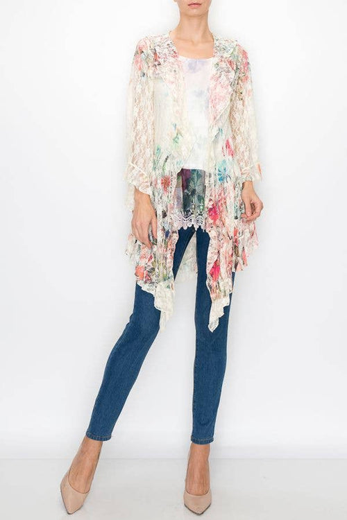 Origami Lace Cardigan 4495 BG/ROSE