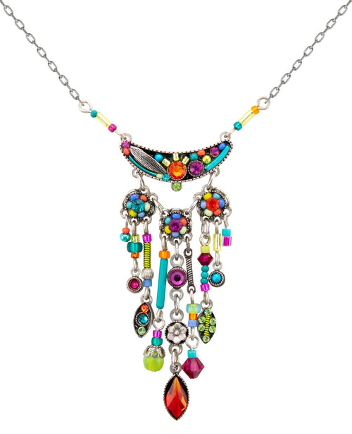 9041-MC Botanical Long Cascade Necklace-Multicolor