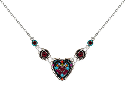 9070-MC Heart Necklace-Multicolor