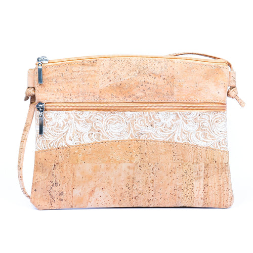 Cork Crossbody Bag with White Print Design 257