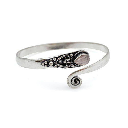 Tanvi Collection Bangle Bracelet - Silver with Rose Quartz 1511S