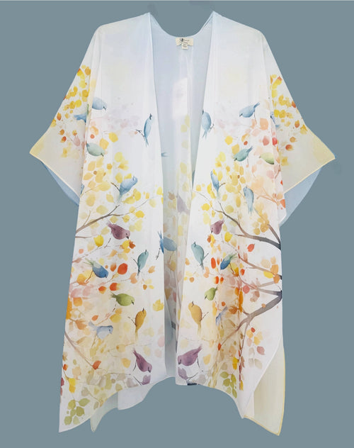 JC Sunny Kimono 91725 Charming Tree with Colorful Birds