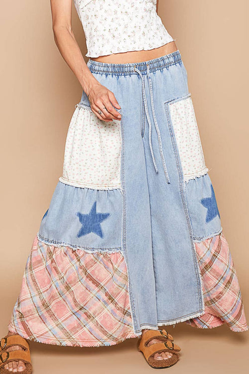 Denim Star Wide Patchwork Pants FWP170