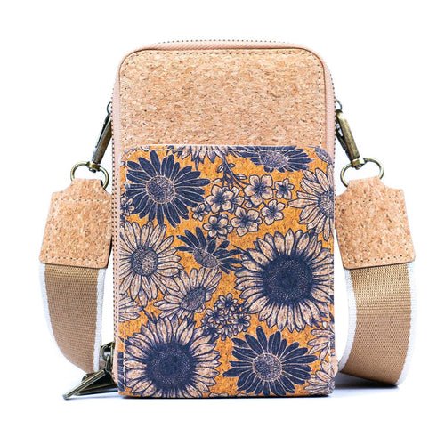 Natural Cork Crossbody Bag Triple Zipper 2311