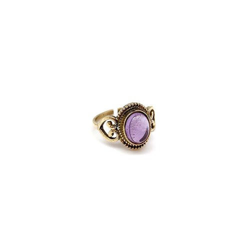 Tanvi Collection Ring - Gold Oval with Amethyst 1520G