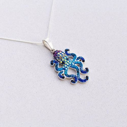 Crystal and Silver Octopus Beauty Pendant 8669