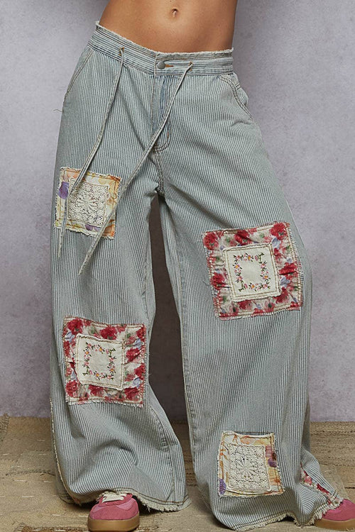 Vintage Washed Striped Denim Pants UWP78