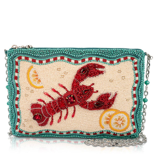 Crack Me Up Lobster and Lemon Beaded Crossbody Handbag