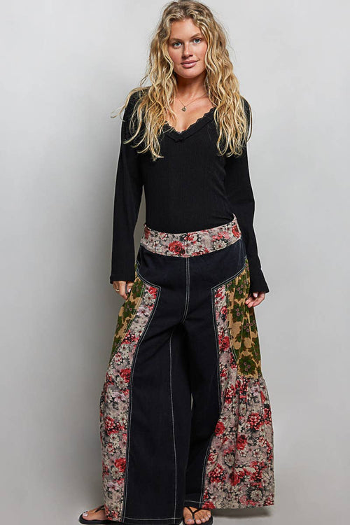 Floral High Rise Wide Leg Pants SMP662