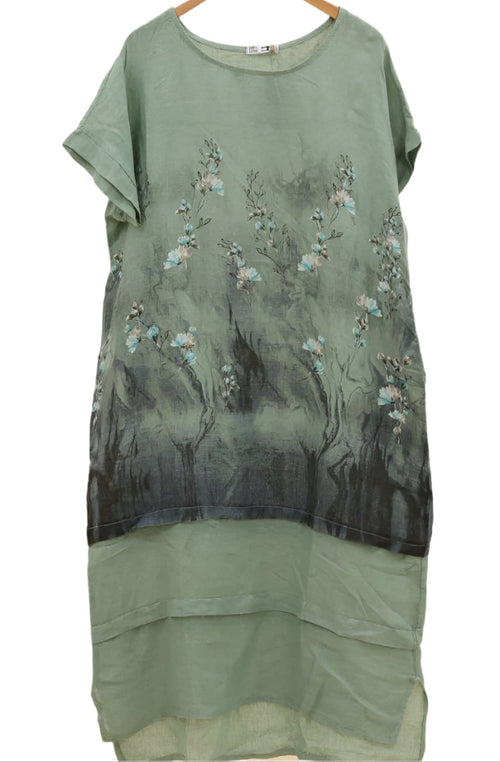 Floral Print Linen Dress 72225